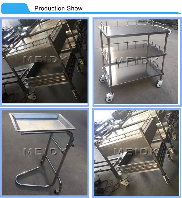 Noiseless Four Castors Instrument Trolley Medical Dressing Trolley With