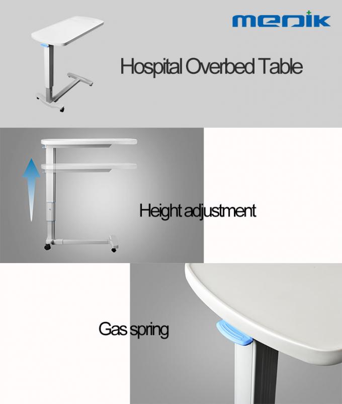 Movable Plastic Medical Overbed Table With Height Ajustable For