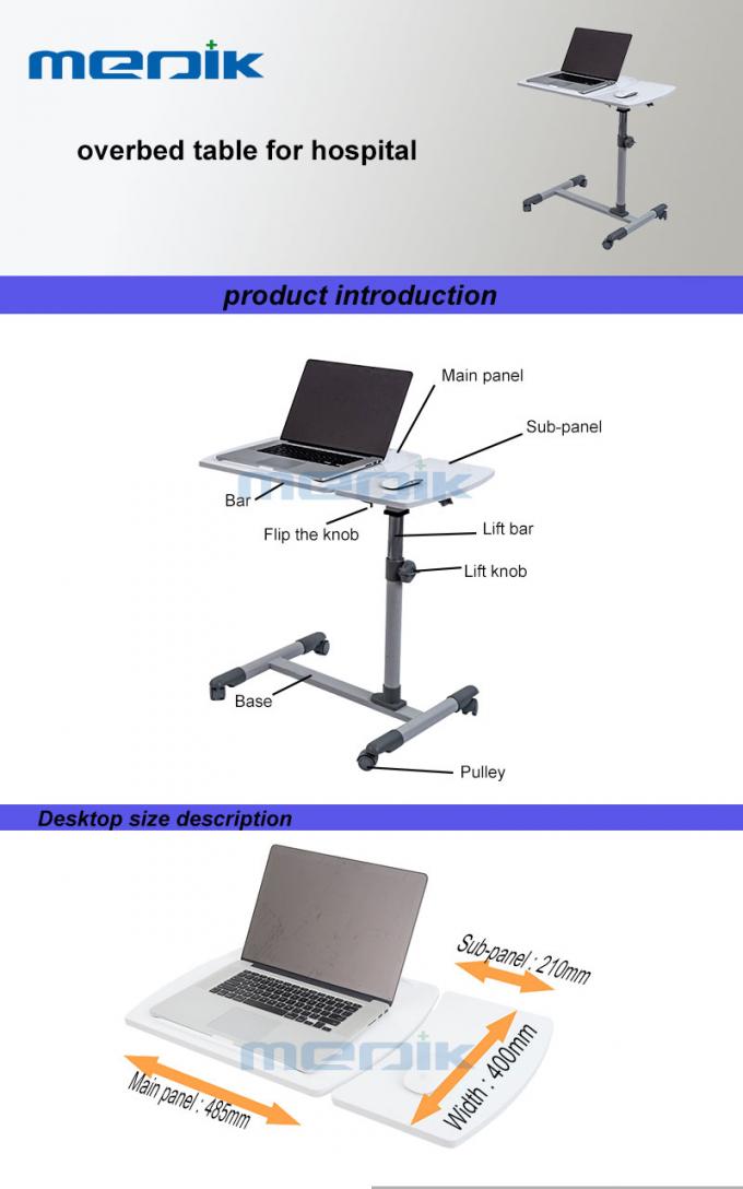 TiltTop Medical Adjustable Overbed Bedside Table With Wheels