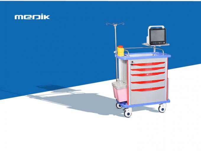 Mobile Emergency Medical Trolleys / Medical Supply Cart 4 Inch Castors