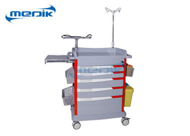 ABS Medical Crash Cart Hospital Emergency Trolley With Five Colorful Drawers