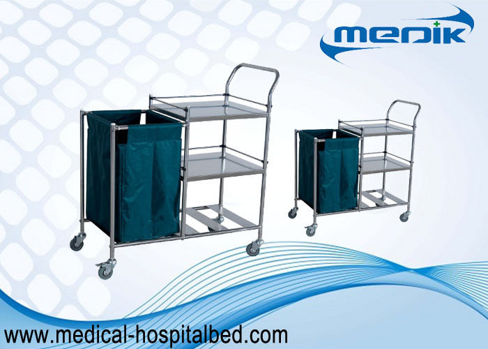 Stainless Steel Dressing Trolley Push Cart With Three Shelves One Bag