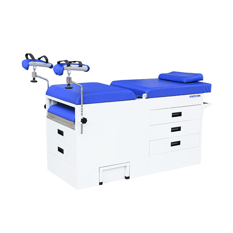 Manual Medical Gynecology Table Exam Table With Storage Drawers And Stirrups