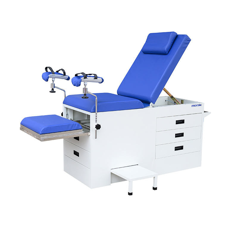 Manual Medical Gynecology Table Exam Table With Storage Drawers And Stirrups