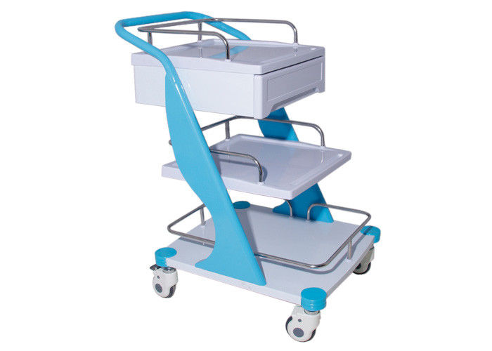ABS Structure Medical Trolleys , Medication Carts For Hospitals Easy Transportation