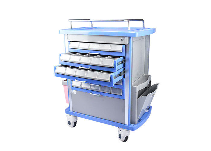 ABS Mobile Emergency Medical Trolleys Aluminum Alloy Columns With ABS Body Structure