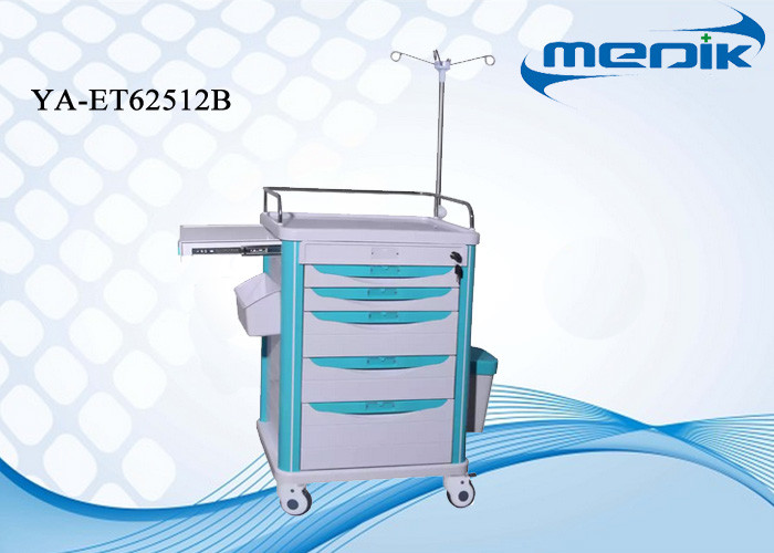 Manual Medical Crash Cart For Clinic With ABS Plastic Top Board