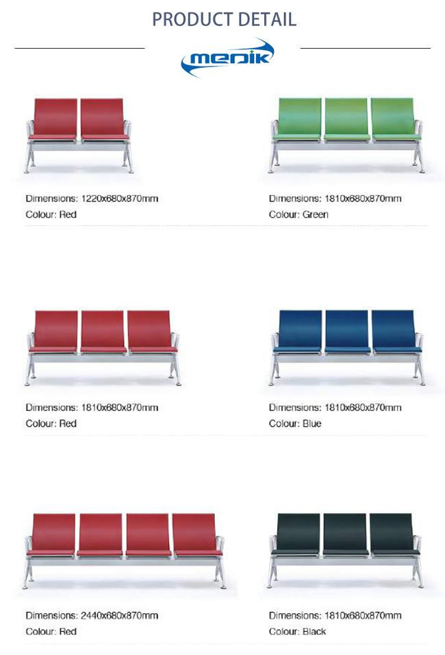 3 Seater Medical Waiting Room Chairs Steel Cross Beam With Metal Finish