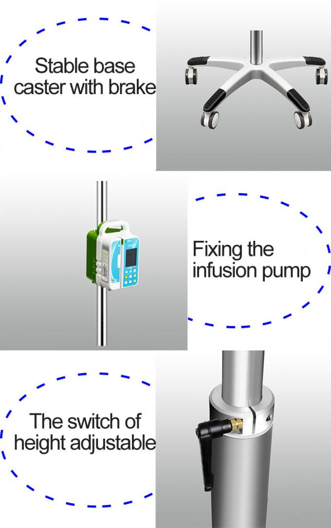 5 Leg Infusion Syringe Pump Stand 4 Hooks Aluminum Alloy Base