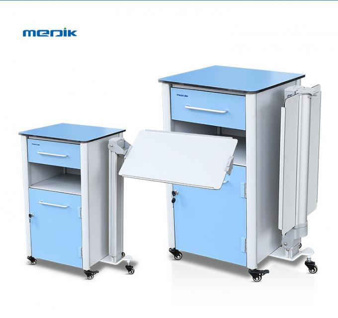 ABS Mobile Medical Bedside On Wheels With Tilting Table