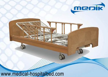 Two Manual Crank Nursing Home Beds Solid Wood Structure Aluminum Alloy Side Rail