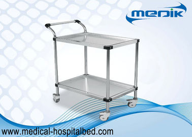 Detachable Double Shelves Medical Instrument Trolley With Pushing Hand