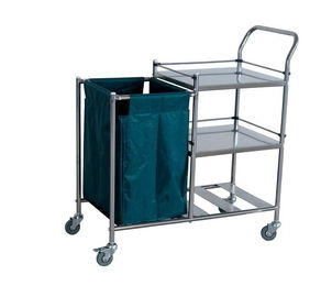 Three Shelves Laundry Collecting Trolley With S.S. Guardrails