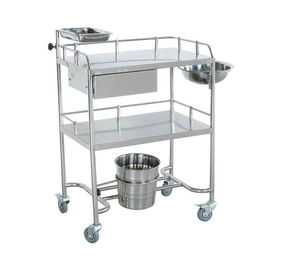 Manual Mobile Surgical Cure Trolley With One Bowl And One Bucket