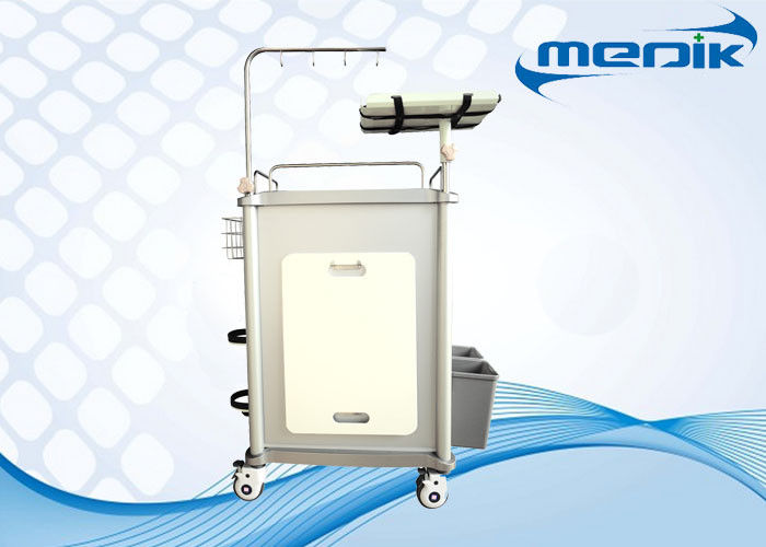 Four Aluminum Columns Emergency Medical Cart With Central Drawer Lock