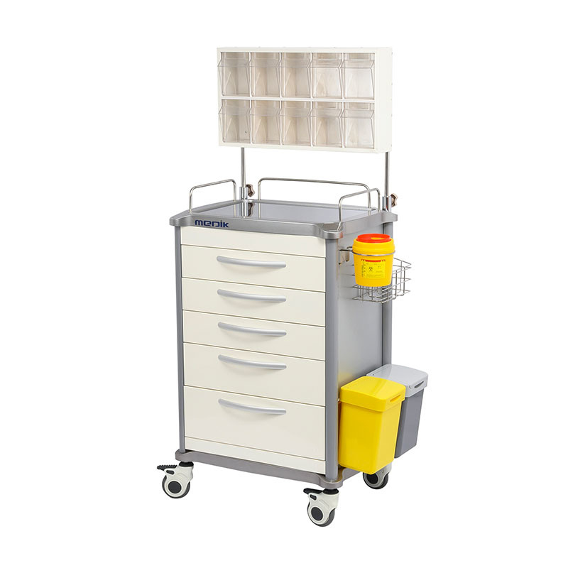 Extendable Hospital Medical Drug Cart , Tilt Medical Storage Trolley
