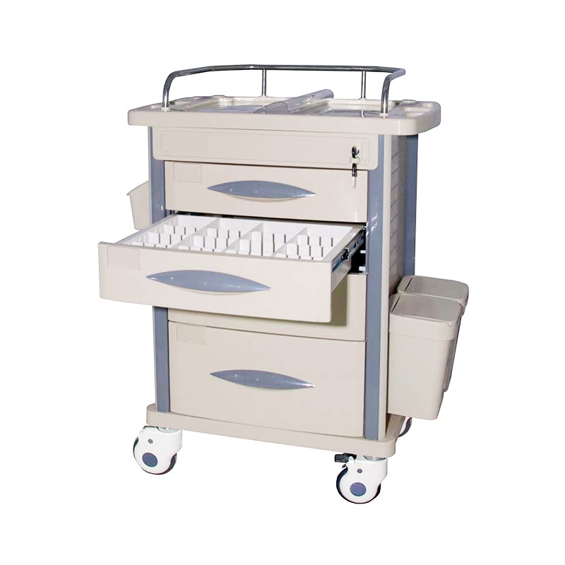 Mobile Plastic Emergency  Hospital Medicine Trolley With 4 Drawers