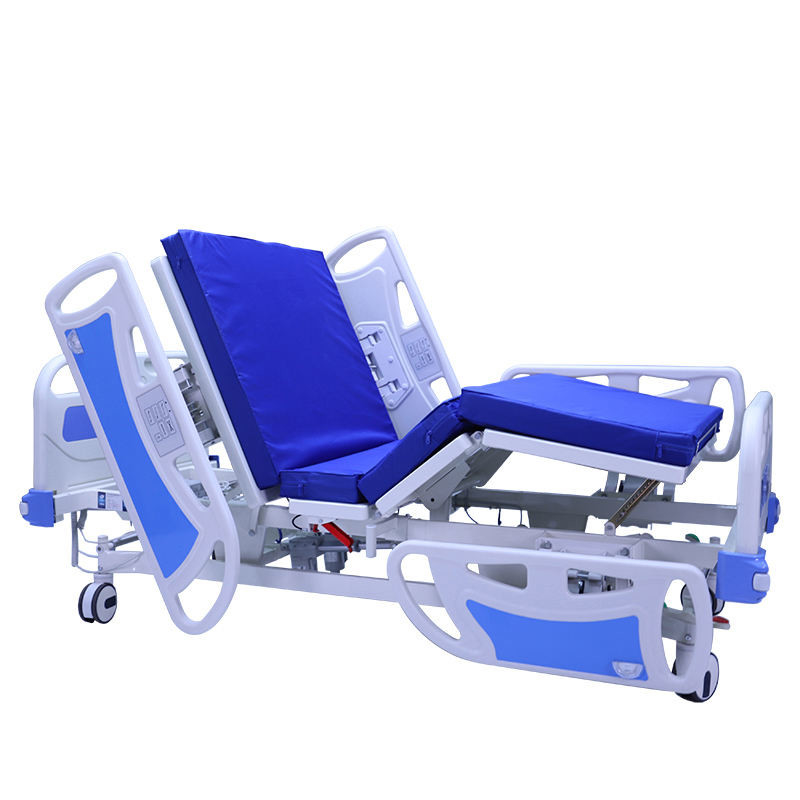 Stainless Steel Multifunction Adjustable Medical Equipment 3 Cranks Manual Foldable ICU Hospital Bed