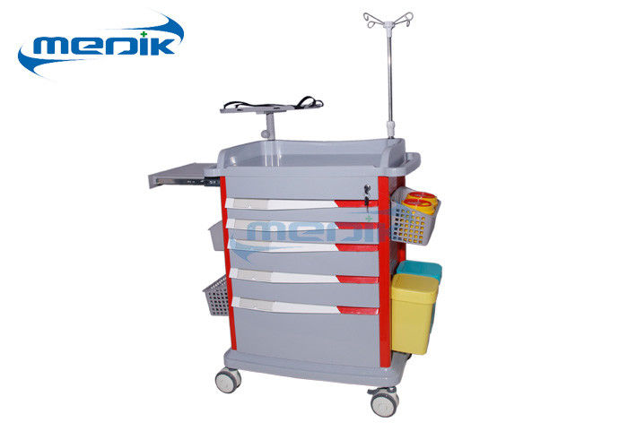 ABS Medical Crash Cart Hospital Emergency Trolley With Five Colorful Drawers
