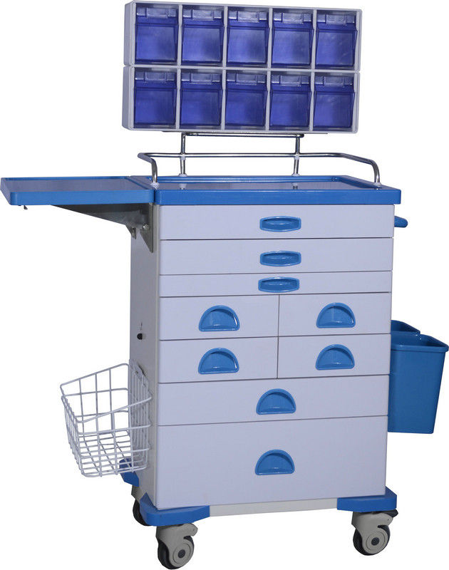 Epoxy Coated Steel Doctor Use Anesthesia Cart With Eight Drawers