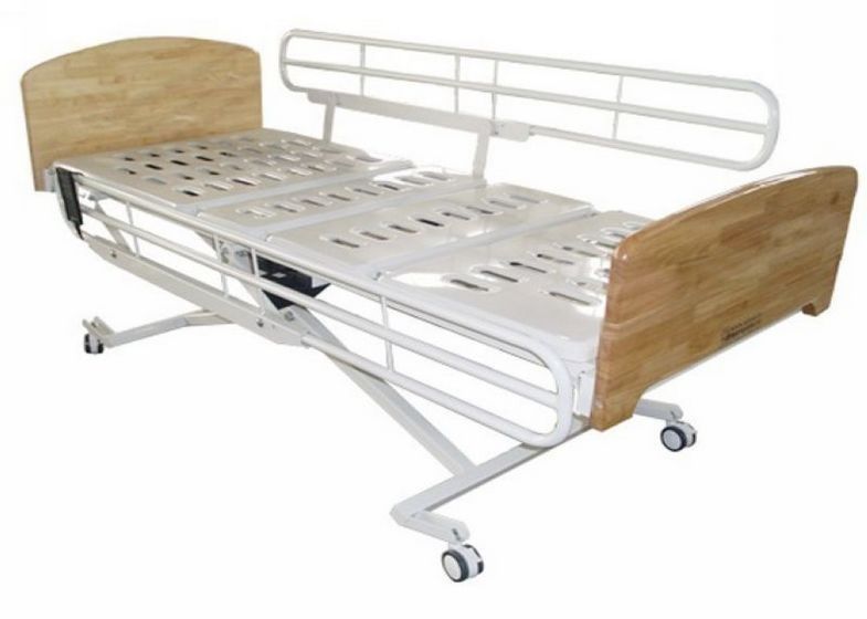 Enameled Steel Structure Nursing Home Beds With Collapsible Side Rails