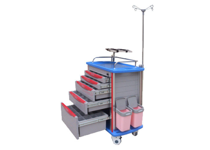 Mobile Emergency Medical Trolleys / Medical Supply Cart 4 Inch Castors