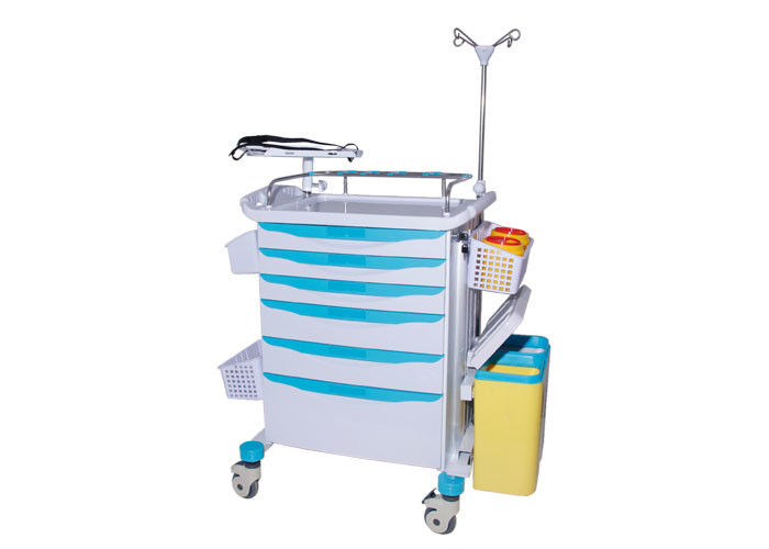 Hospital Therapist Trolley Double Aluminum Alloy Side Columns ABS Body