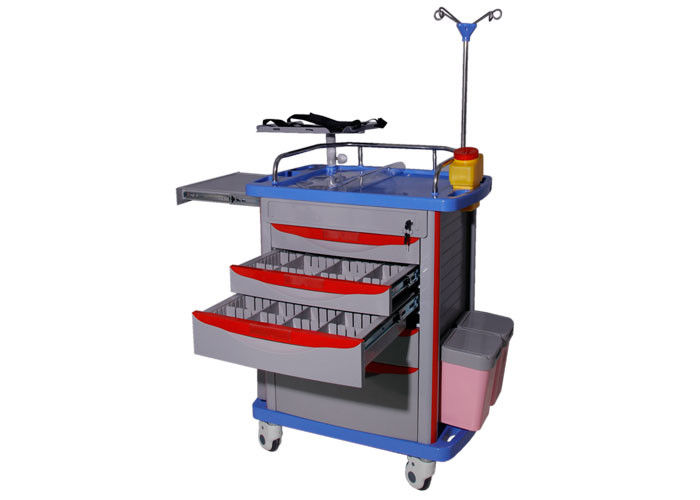 Adjustable Hospital Medical Crash Cart With ABS Plastic Top Board