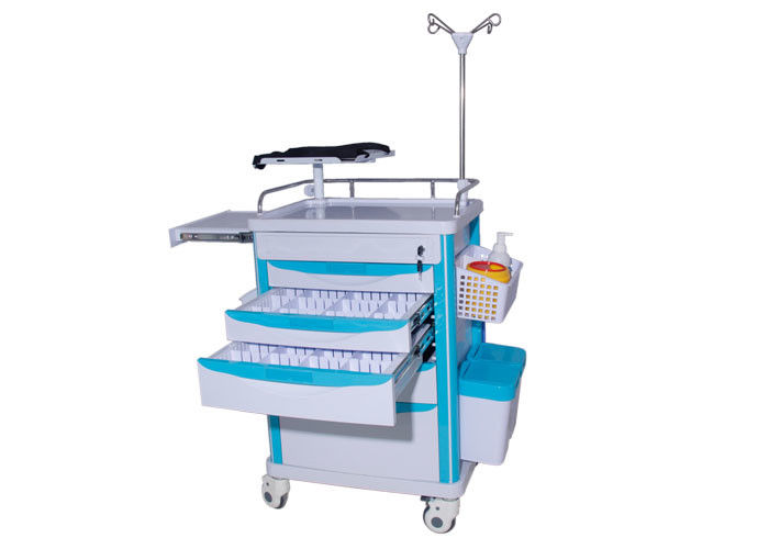 Manual Medical Crash Cart For Clinic With ABS Plastic Top Board