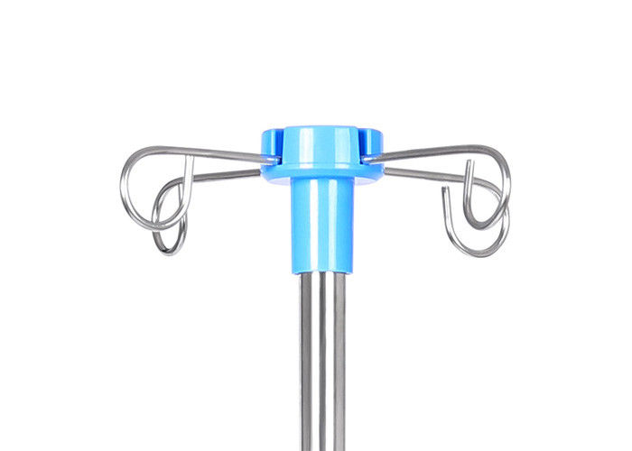 Height Adjustable Stainless Steel IV Pole With Castors For Hospital