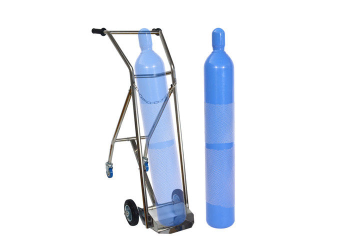Hospital Stainless Steel Double Feet Oxygen Cylinder Trolley For Medical Center