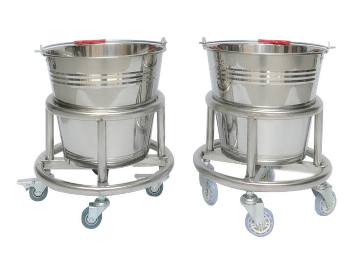 Hospital Movable Stainless Steel Kick Bucket With Rolling Stand