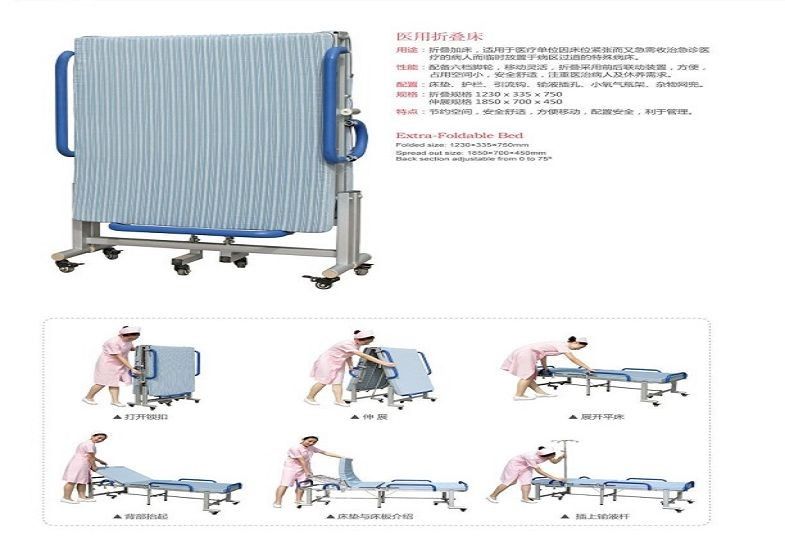 Mobile Folding Manual Hospital Bed For Attendant Nursing People