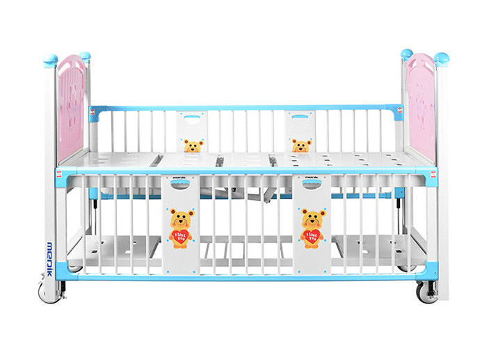 Two Crank Pink Hospital Pediatric Beds Backrest Adjustable For Children