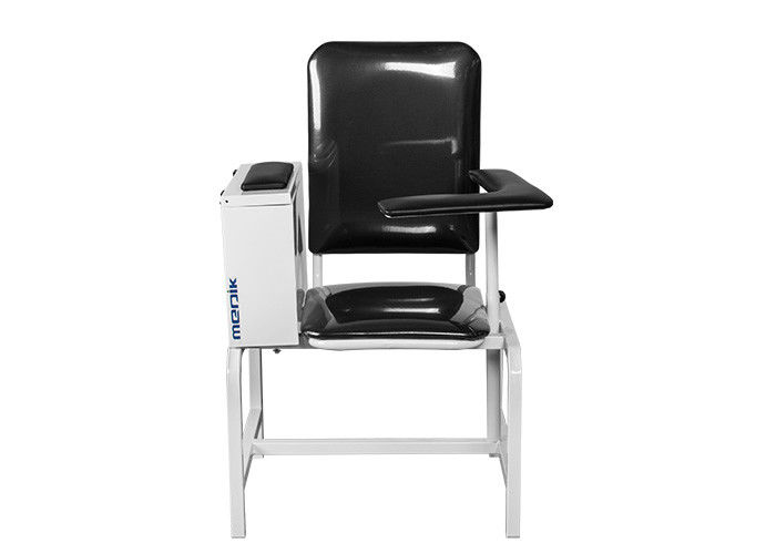 Black Manual Blood Donor Chair With Adjustable Armrest and Cabinet