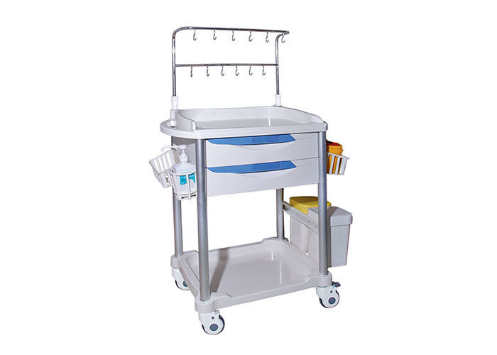 IV pole Emergency Medical Trolleys With Utility Container ABS Drawers