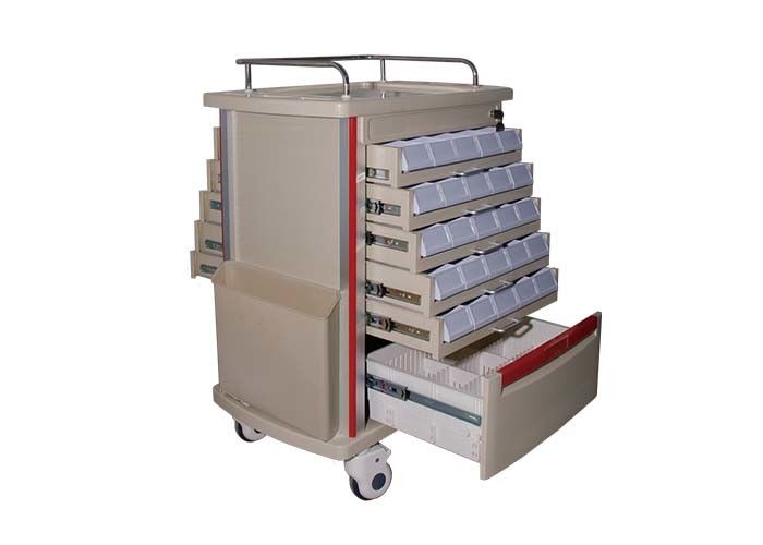 Double Sided Trays Medical TrolleysEquipment Cart With Aluminum Columns