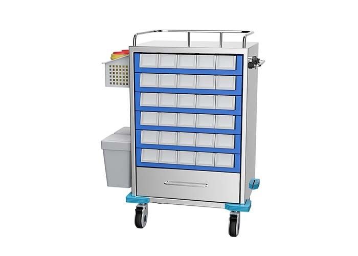Hospital Medical Crash / Instrument Cart ABS Material With Medication Bins
