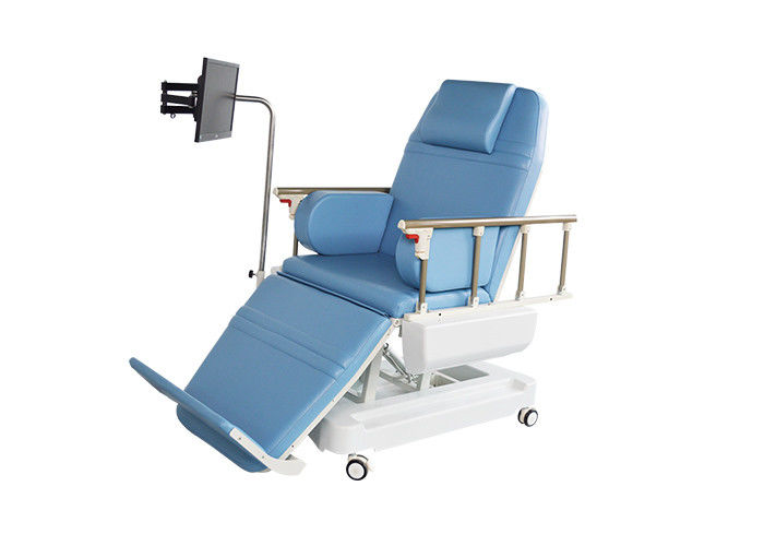 Height adjustable Electric Dialysis Bed Blood Donor Chair Folding Guardrail On Casters
