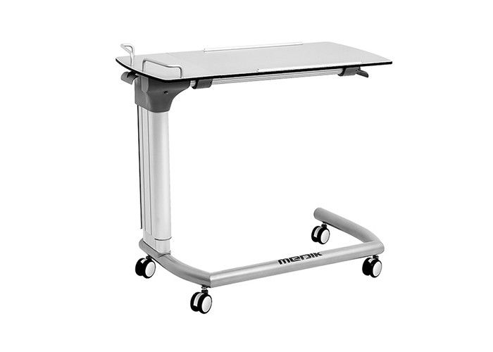Movable Height Adjustable Hospital Over Bed Table With Tilting Tabletop
