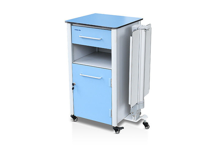 ABS Mobile Medical Bedside Cabinet On Wheels With Tilting Table